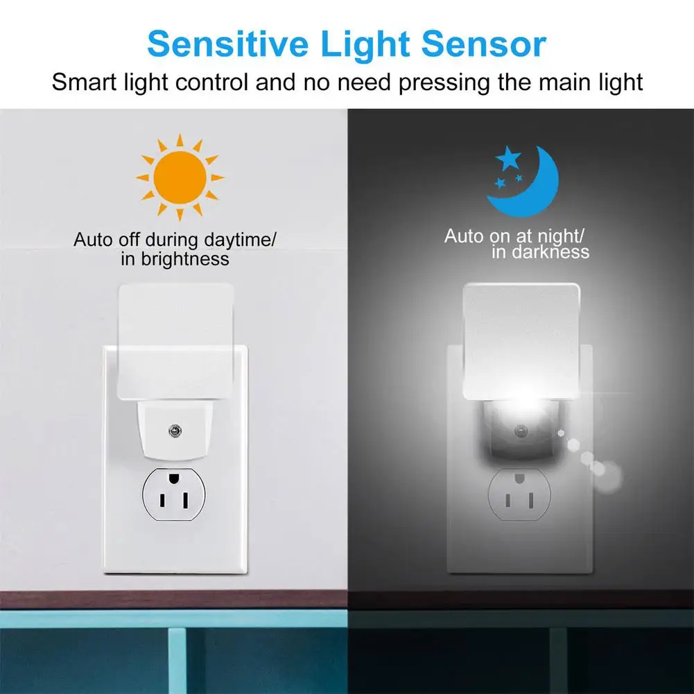 LED Night Light With Auto Dusk To Dawn Sensor Eye Protective Energy Saving Plug In Lamp For Bedroom Hallway Hot Sale