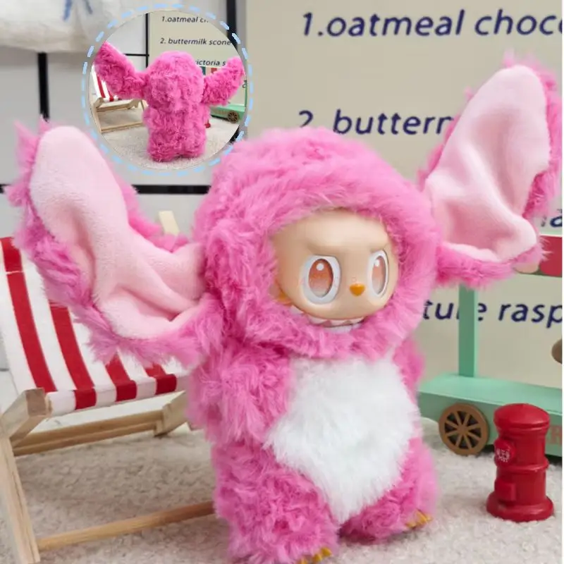 Per 17 cm Labubu Vestiti Stitch Cat Collection Vestiti Labubu di alta qualità Vestiti di peluche Set Vestiti Ali d'angelo Abbigliamento Labubu