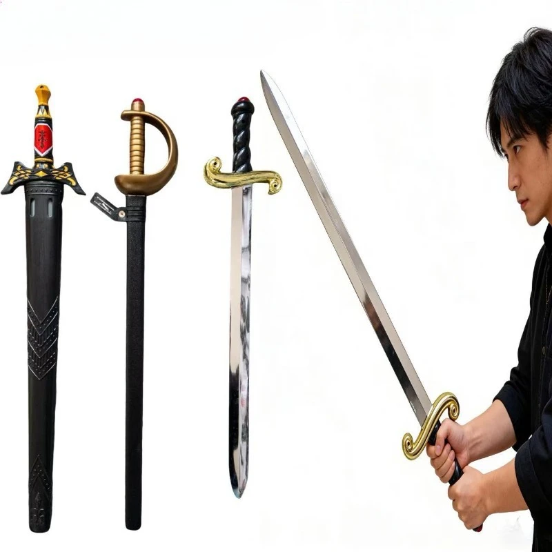 Miecz treningowy średniowieczny 70 cm / 27,56 cala, plastikowy model katany do cosplayu, rekwizyty do treningu gier, gadżety, zabawka kolekcjonerska, rękodzieło sportowe.