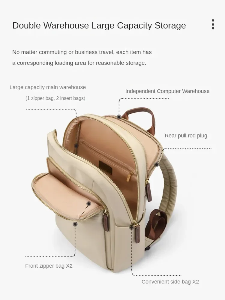 GOLF 14 Inches Woman Laptop Backpack Waterproof Oxford Cloth Backbag Large Capacity Travel School Business Women Backpacks Solid