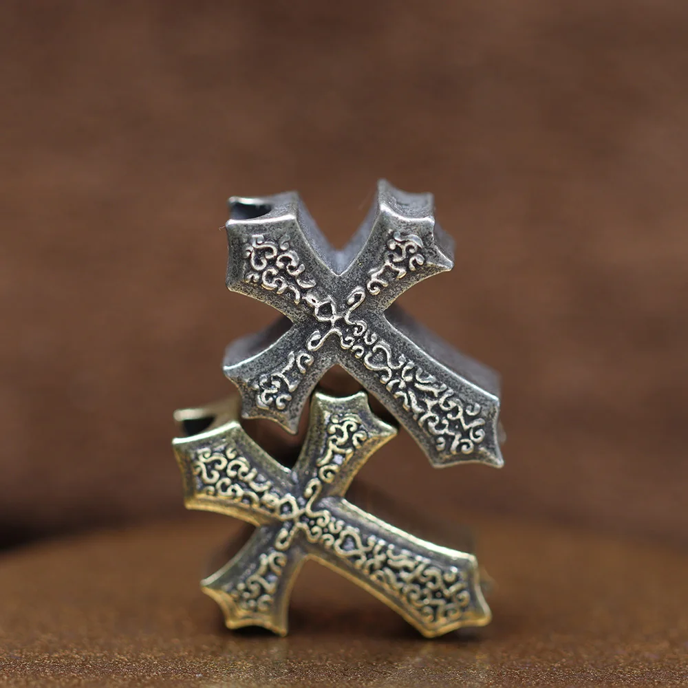 Knights Templar Cross Brass Knife Beads EDC Outdoor DIY Paracord Handmade Woven Lanyard Pendants Umbrella Rope Bracelet Charms view 2