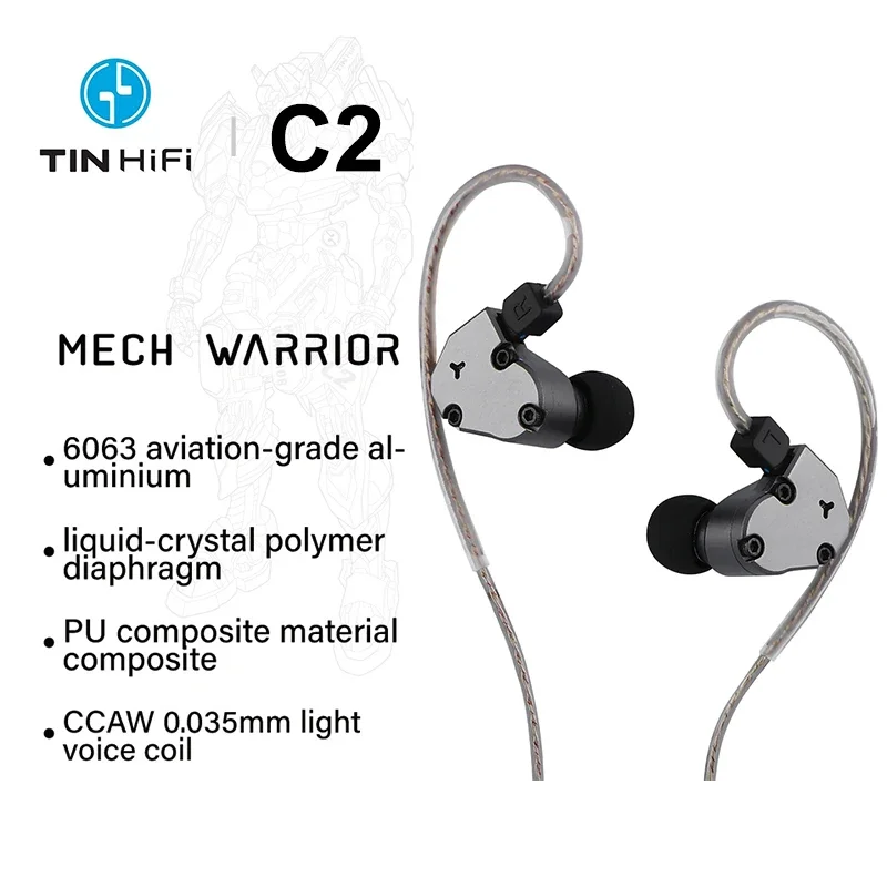 TINHIFI C2 / C2 2025 1DD In-Ear Monitor Earphone 10mm PU+LCP Composite Diaphragm Hifi Music Wired Earbud 0.78mm Detachable Cable