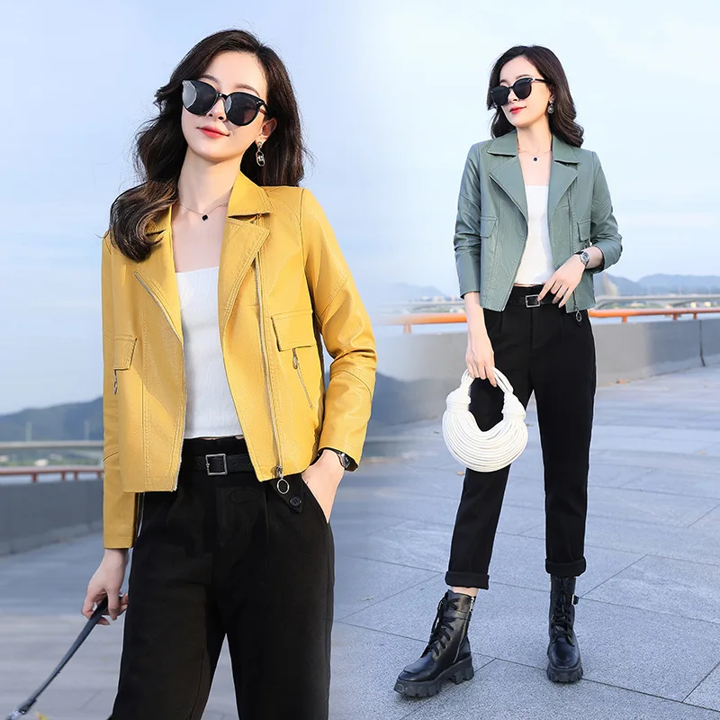 2024 Spring and Autumn New Product Short Genuine Leather Coat Small Coat Women's Casual Loose Sheepskin Jacket Top