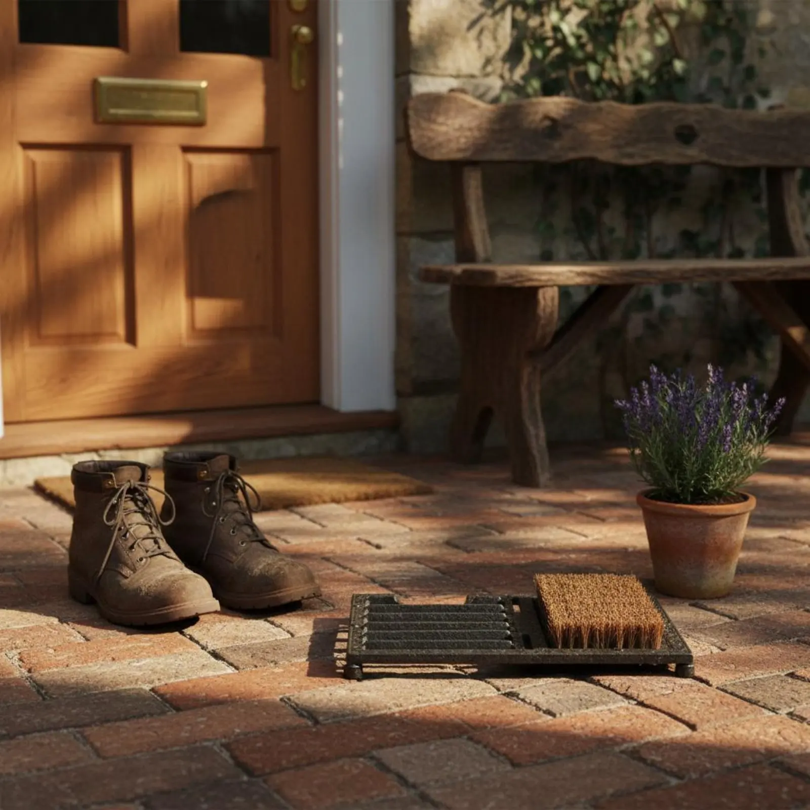 

Cast Iron Foot Scraper with Brush Weather Resistant Cast Iron Doormat with Brush Vintage Foot Scraper Mat Non-Slip for Gardeners