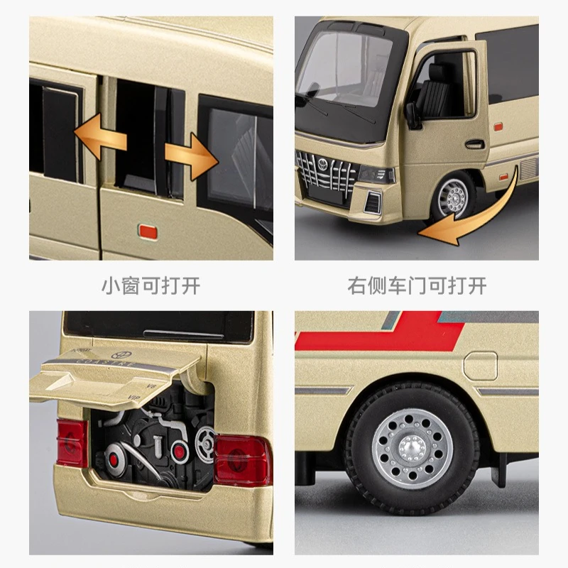 1:33 posavasos autobús de negocios modelo coche de juguete Diecast Metal sonido luz tirar hacia atrás modelos de vehículos de policía juguetes regalos para niños