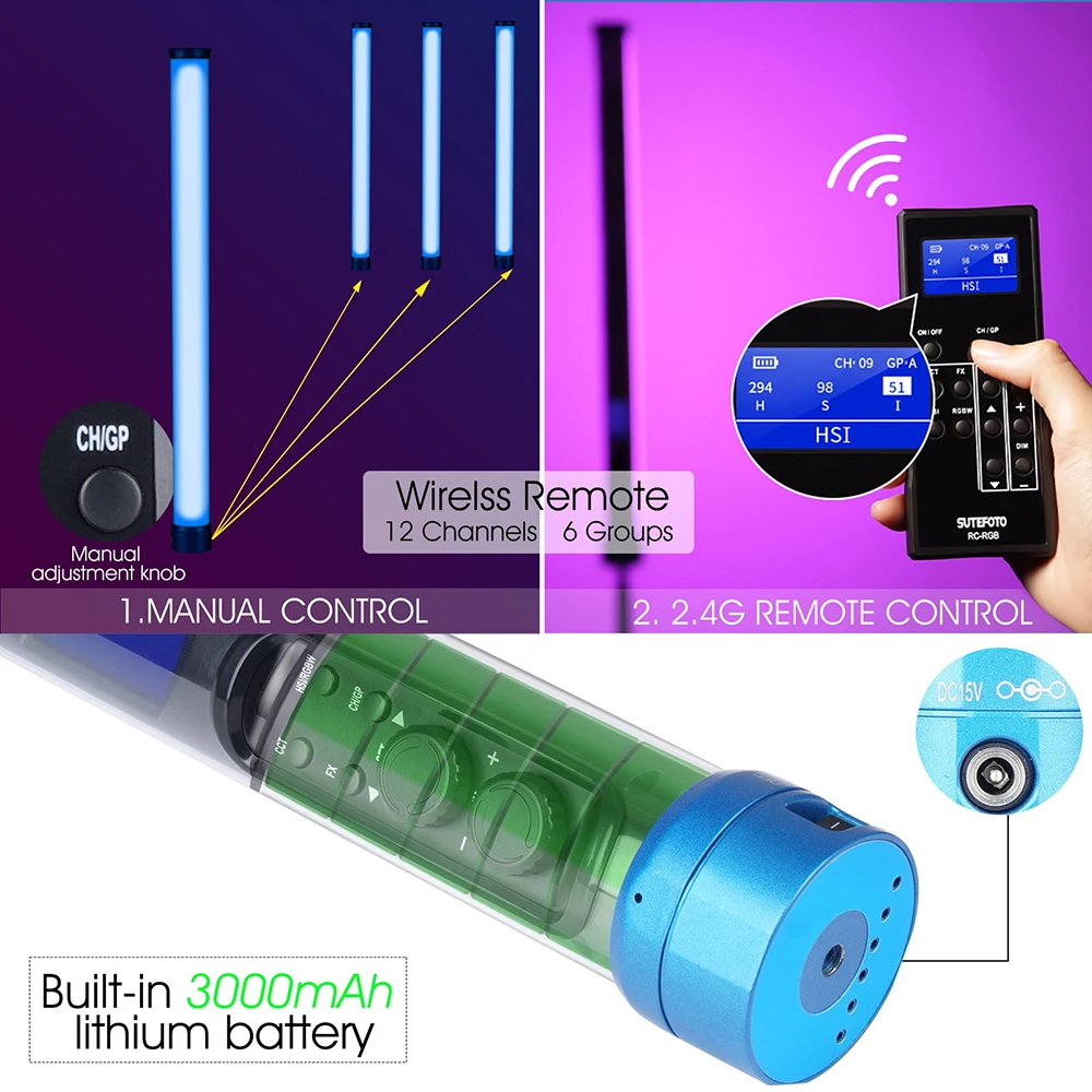 Sokani – Tube lumineux LED X25 RGB bicolore, contrôle par application, éclairage pour vidéo, CTT, photographie, YouTube, Tiktok