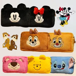 Disney-Bolsa de cosméticos de Mickey y Minnie Stitch para mujer, bolsos de dibujos animados, monederos, organizador de maquillaje, almacenamiento, estuche para lápices para niñas