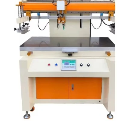 Płaska, półautomatyczna jednokolorowa maszyna do sitodruku, drukarka do plastikowych kubków i papierowych torebek, sprzęt.