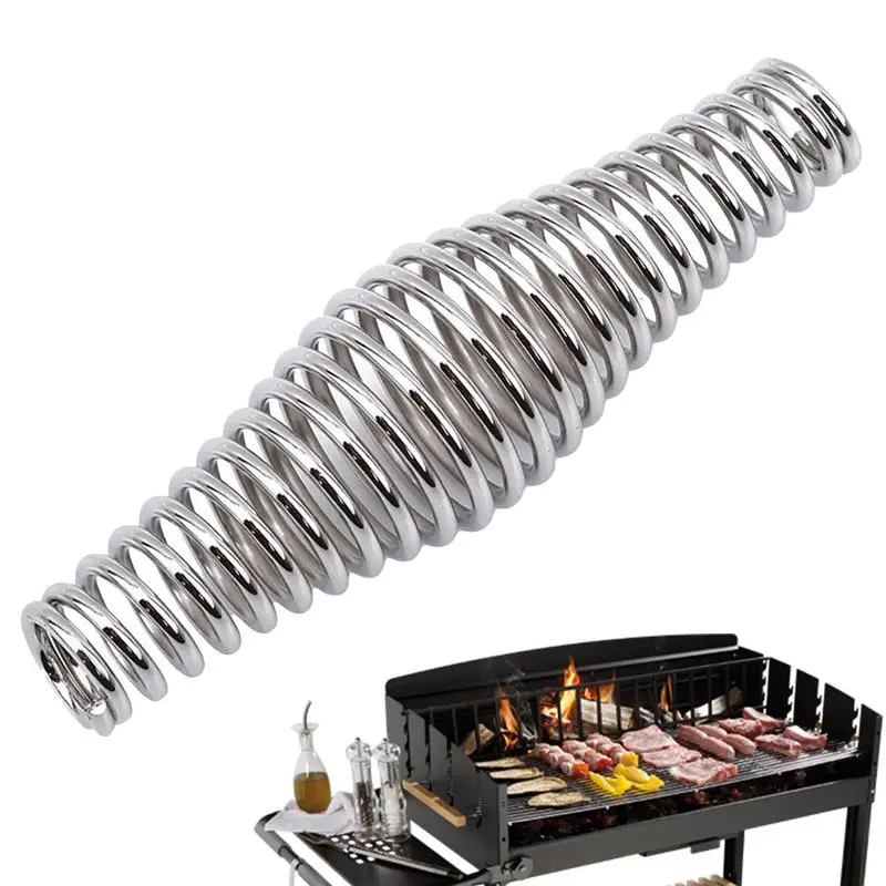 Picnic Grill Spring Handle Stainless Steel Smoker Handle Spring Anti-Scald Grill Spring Handle Camping Grill Anti-scalding Tools