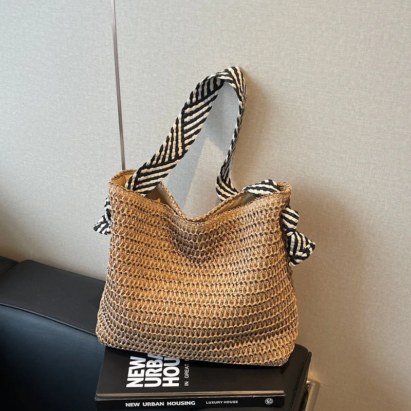 

Летние плетеные сумки 2026 года для женщин: винтажные пляжные сумки-тоут цвета хаки и беж, ретро-модные сумки для работы и шопинга, наплечные сумки
