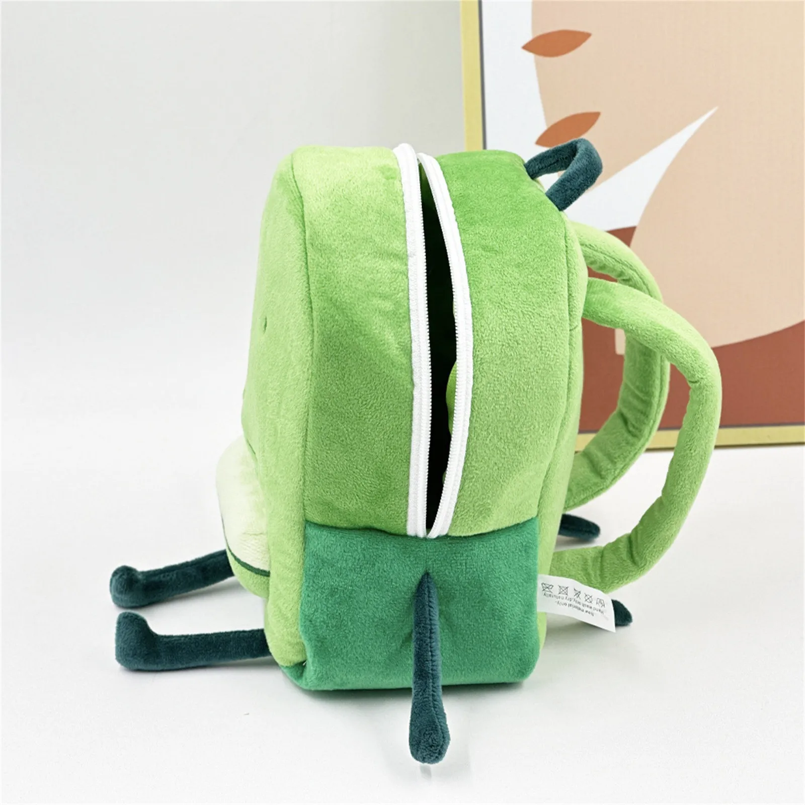 Kawaii Liam Plush Backpack Cute Green Shoulder Plushie Bag Creative Funny Doll Toys School Bags For Kids\' Birthday Gifts