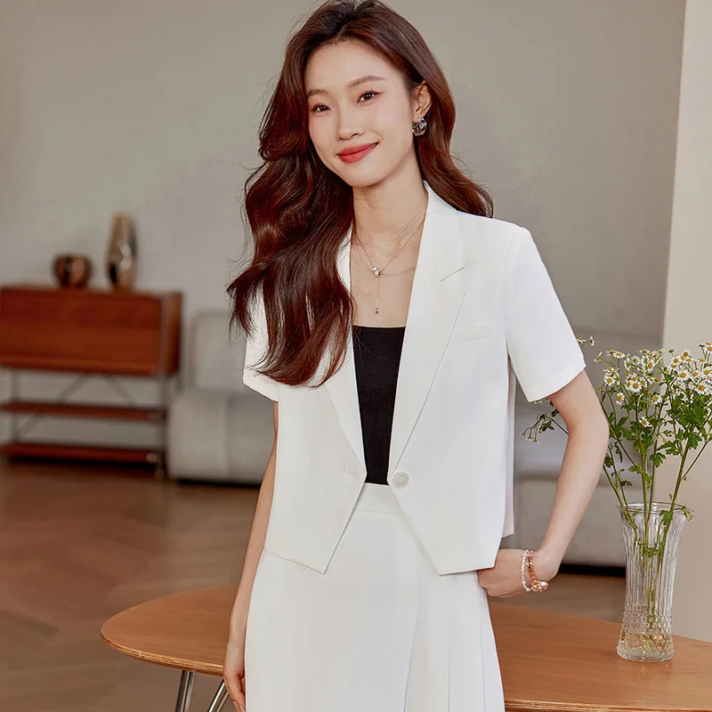 

2024Spring and Summer New Business Suit Women's High-End Short Sleeve Suit Suit Fashion Short Suit Skirt