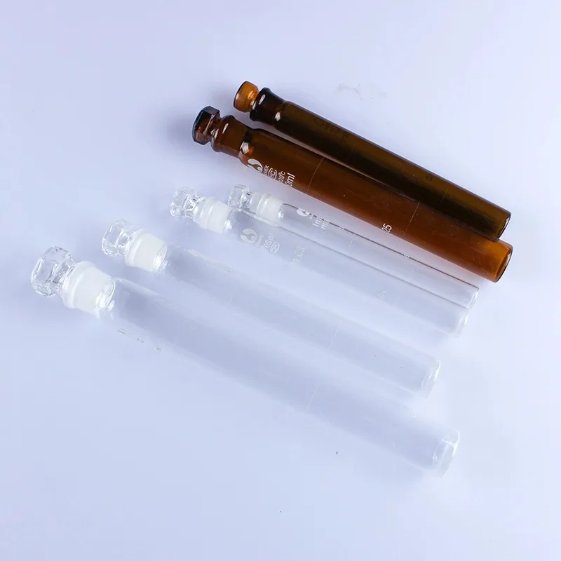 1 szt. 10ml 25ml 50ml brązowa przezroczysta kolor szkła rurka kolorymetryczna z korkiem, matowa rurka ustna do analizy laboratoryjnej — zdjęcie produktu 4