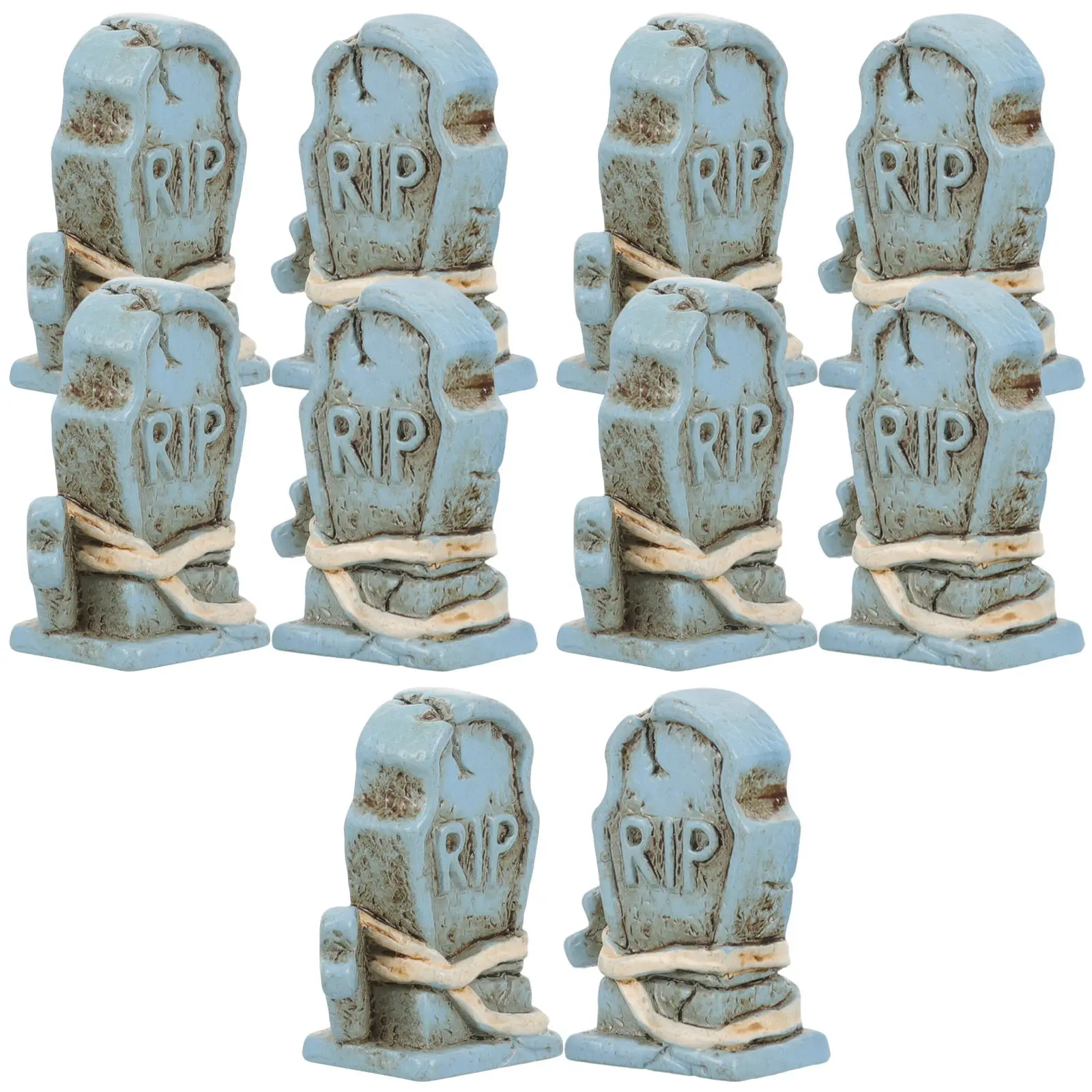 10Pcs Resin Halloween Tombstones Mini Grave Stone Decor Tombstone Shape for Micro Landscape Graveyard Party Decoration