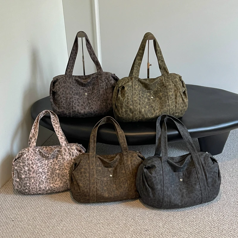 Trendy Leopard Print Tote Bag with Pouch Women Handbag Big Shopping Shoulder Bag Beach Party Weekend Camping Casual Fashion