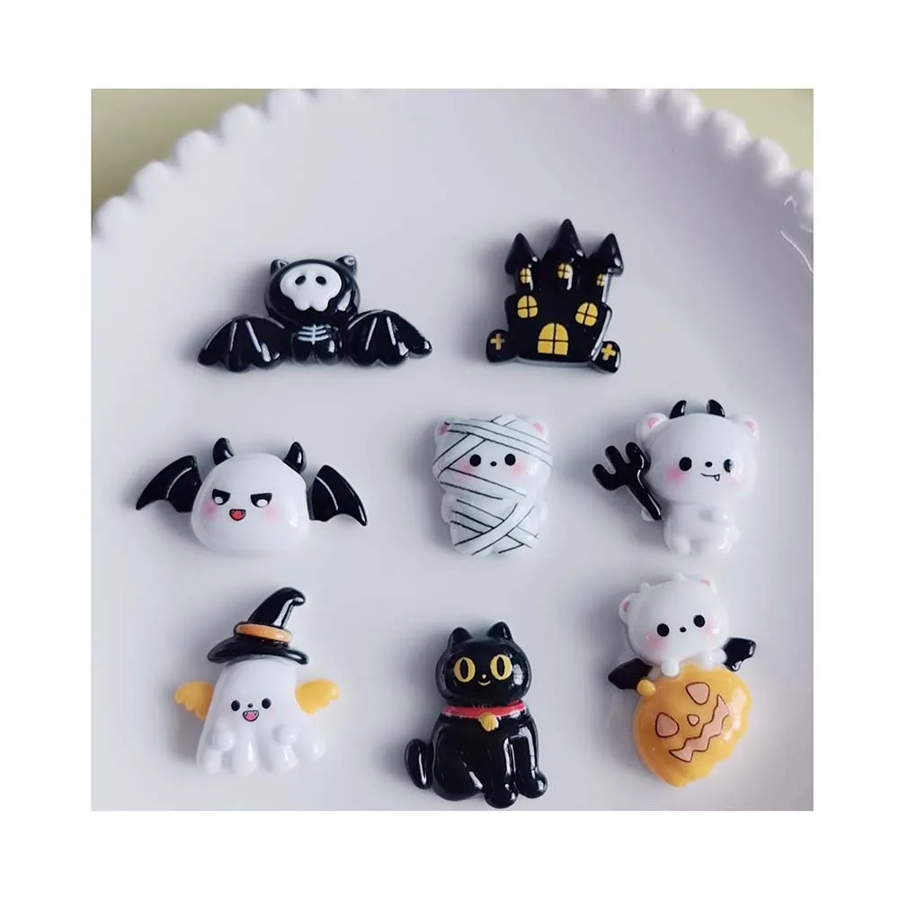 هالوين تحت عنوان الراتنج كبوشن مسطح اليقطين شبح القط الأسود الخفافيش القلعة الوحل السحر ل سكرابوكينغ مقاطع الشعر DIY بها بنفسك