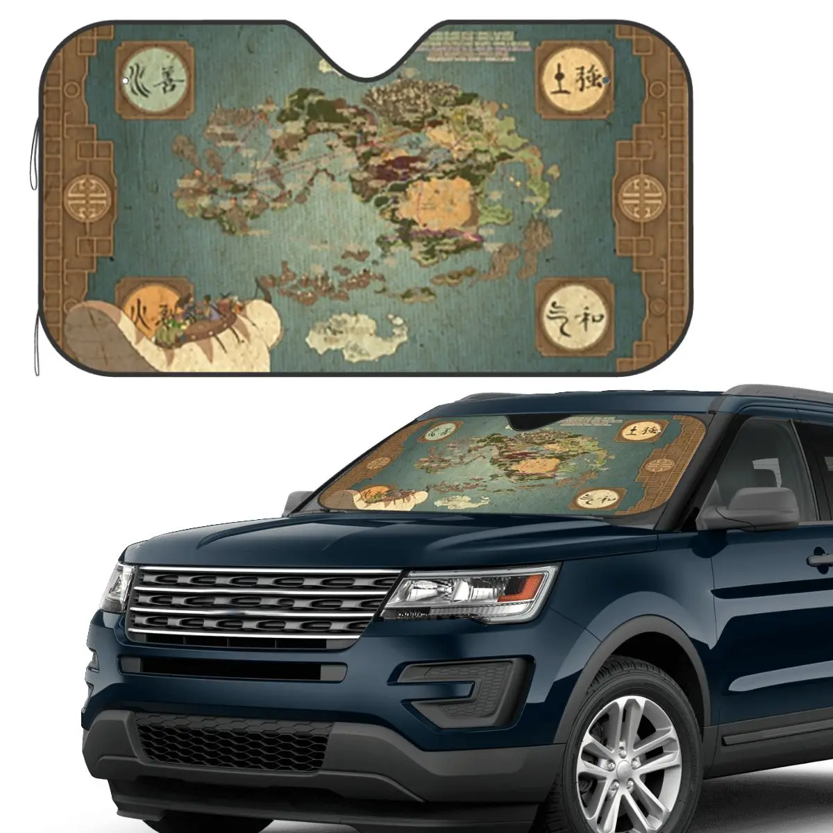 

Avatar The Last Air Bender Map Sunshade Windscreen Car Front Windshield Window Sun Visor Accessories Covers