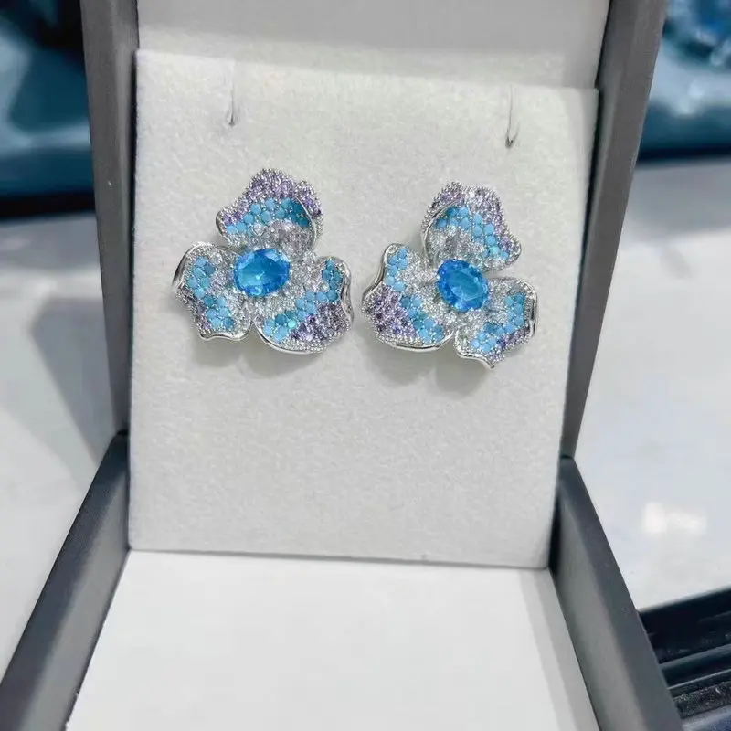 Bilincolor Trendy Luxury Flower Stud Earring for Women Gift