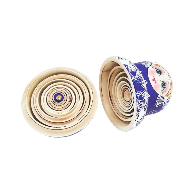 Muñeca rusa apilable, 10 Uds., artesanías, muñeca Matryoshka madera, juguete con patrón tradicional porcelana azul y 15UB