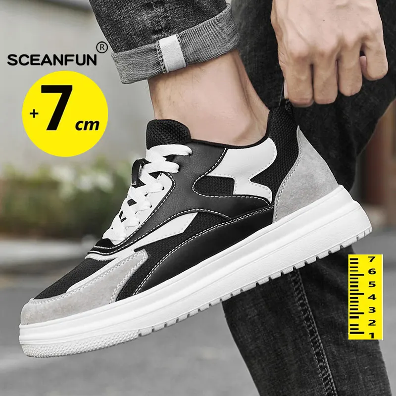 New MEN'S casual shoes summer simple sneakers fashion breathable sneakers 7cm invisible height increasing shoes designer luxury