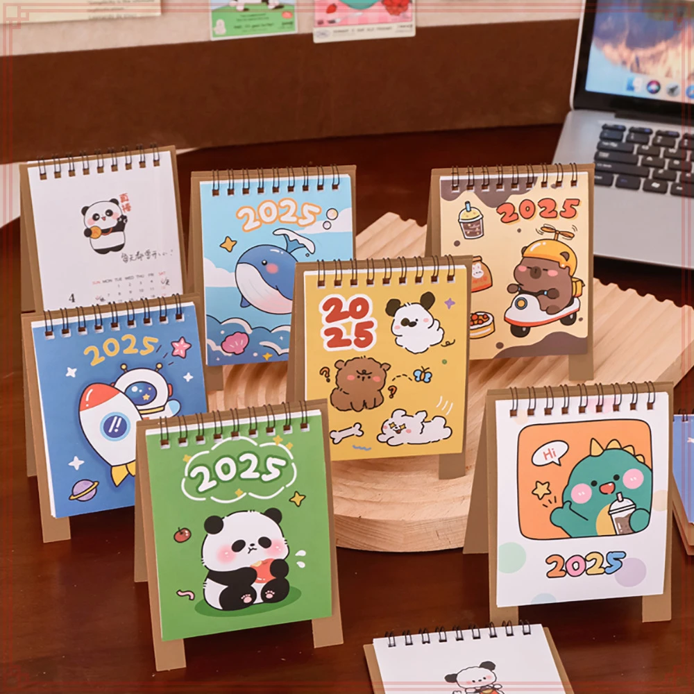 8 Pcs Wholesale 2025 Cartoon Self-discipline School Desk Calendar Punch Card and Decoration Gift