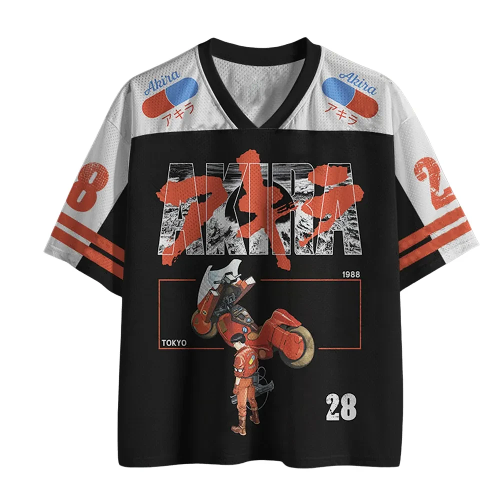 Camiseta de Anime AKIRA para Homens e Mulheres, Estilo Retro Cyberpunk 1988, Camiseta Oversized de Motocicleta Vermelha, Moda Streetwear
