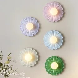 French Cream Style Flower Wall Lamp Girl Children's Room Bedroom Bedside Lamp Creative Simple Living Room Background Wall light