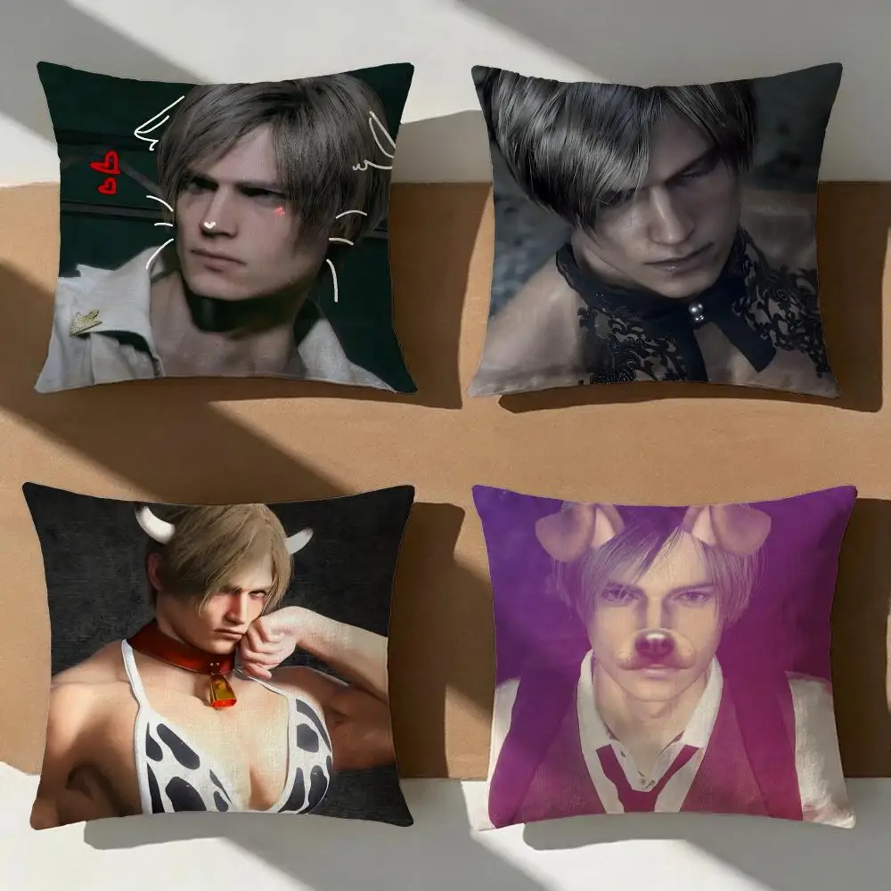 Character Leon Kennedy Cushion Cover Pillow Cover Nordic Minimalist Throw DoubleSided Print Cushion Case for Sofa Bedroom Decor