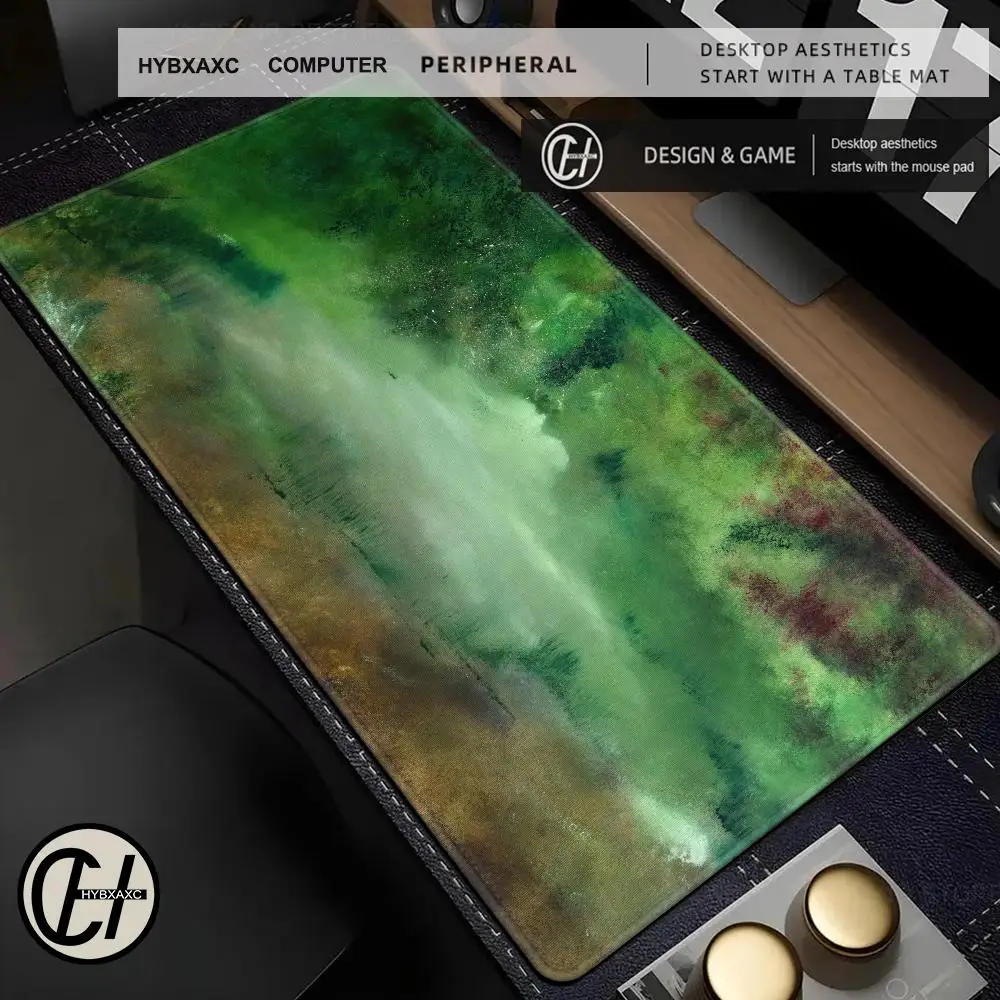 Green Paint Landscape Rubber Mouse Pad Soft Comfortable Durable HD Desk Mat For Office Game Home Decor Rubber Table Mat HYBXAXC