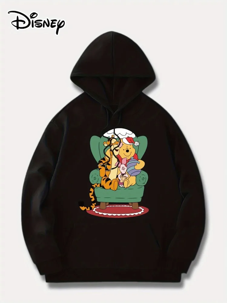 

Рождественские толстовки с капюшоном с Винни-Пухом для мальчиков и девочек, осенне-зимний семейный свитер с капюшоном для родителей и детей, мужской и женский оверсайз с длинными рукавами
