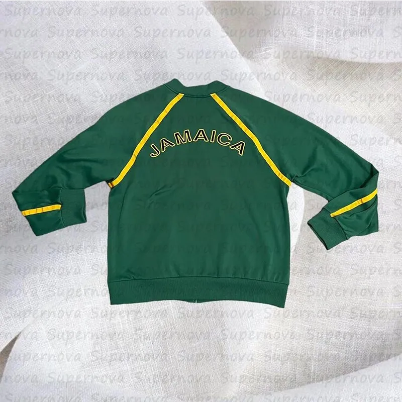 Vintage Jamaica Aesthetic Sweatshirt Two-color Letter Embroidery Loose Graphic Zipper Hoodie 2023 New Retro