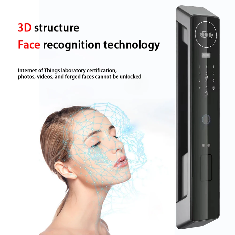 Imagem -05 - Facial Recognition App Electronic Door Lock Wi-fi Senha Cartão de Impressão Digital Campainha Visual Portátil Câmera de Monitoramento 3d