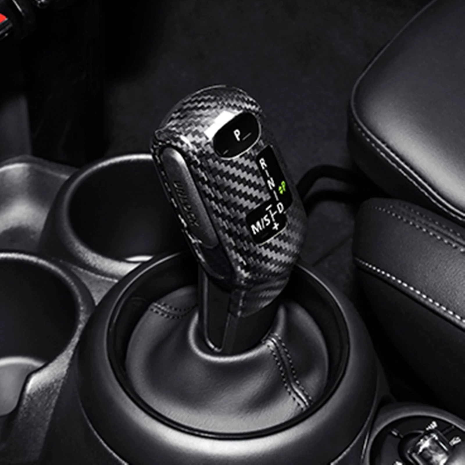 Car Carbon Fiber Gear Shift Shifter Head Knob Cover Cap Trim For MINI F54 F55 F56 F57 F60 2020-2023 Countryman Interior Trim