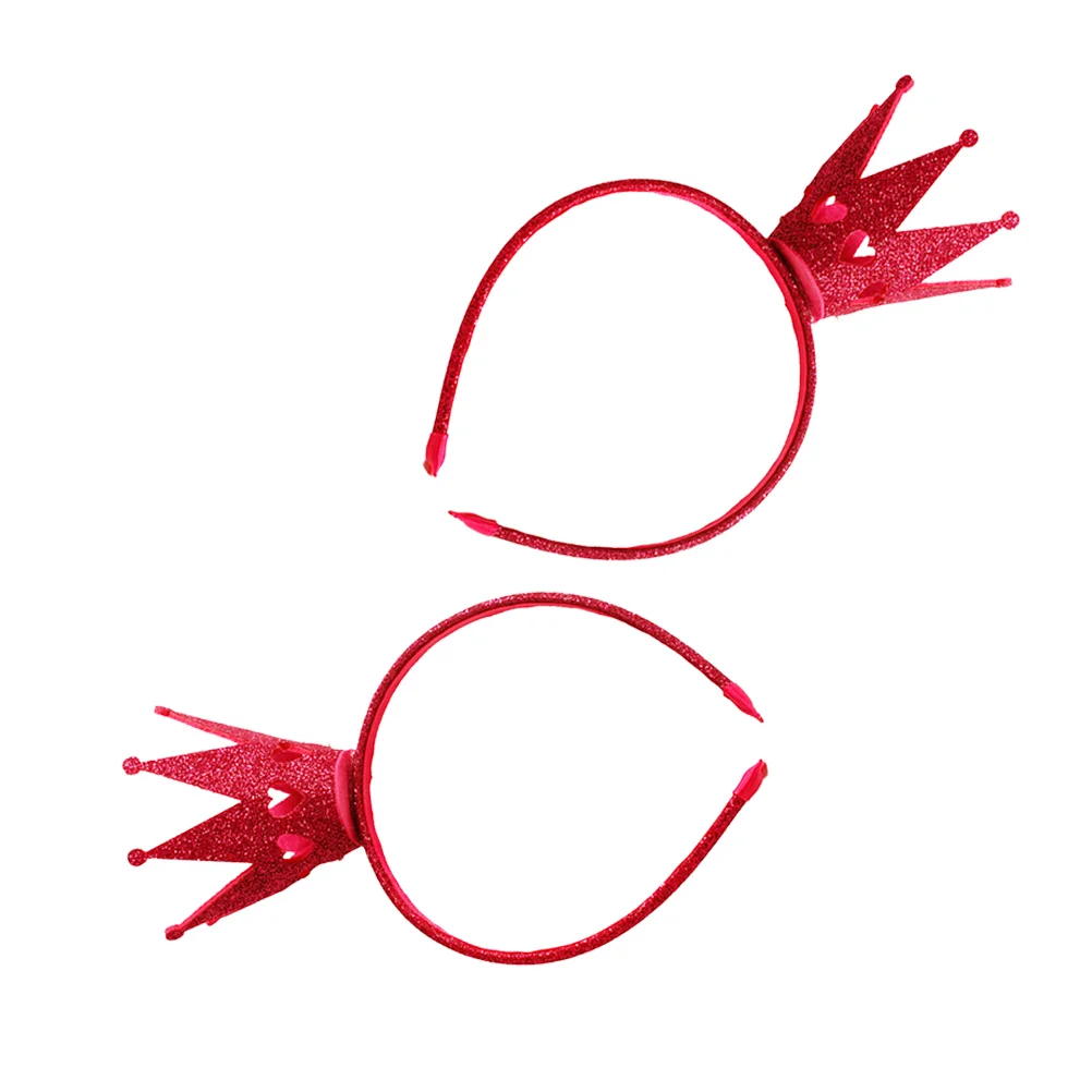 

3pcs Lovely Crown Headband Hair Kids Hairband Headdress Hair Accessories for Party Decoration (Rose Red)