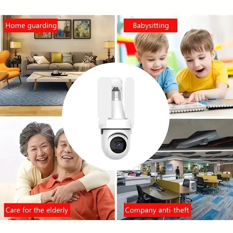 1080P Wireless 360° Panoramic Indoor Security Camera - 20M IR Night Vision Two-Way Audio Fan-Style ABS Surveillance Cam