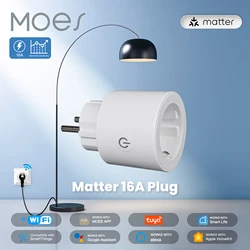 MOES Smart Plug Matter Wi-Fi Socket 16A Smart Timer Outlet Power Monitor Support TUYA  Apple Homekit Work With Google Home Alexa