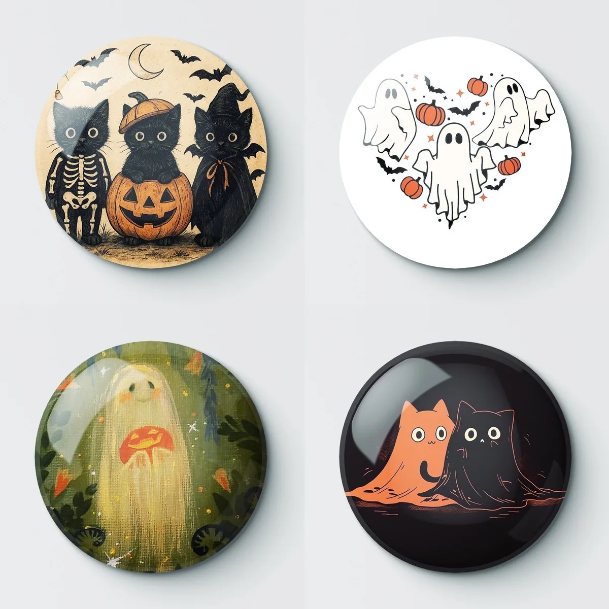 4pcs Halloween Art Ghost Pumpkin Pin Buttons Brooches Pin Jewelry Accessory Customize Brooch Pin Buttons H001-004