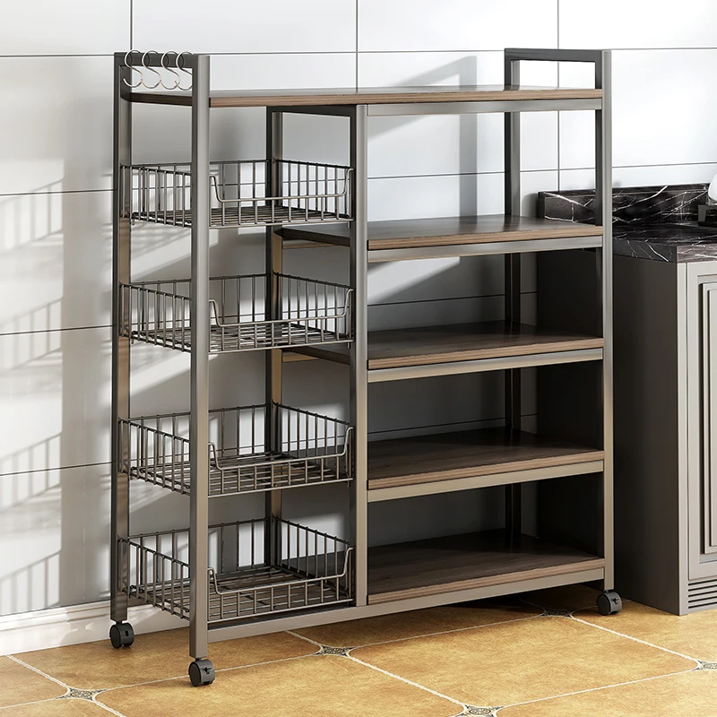 Kitchen storage rack, floor to floor, multi-layer rack, microwave oven, oven rack, multifunctional dish,