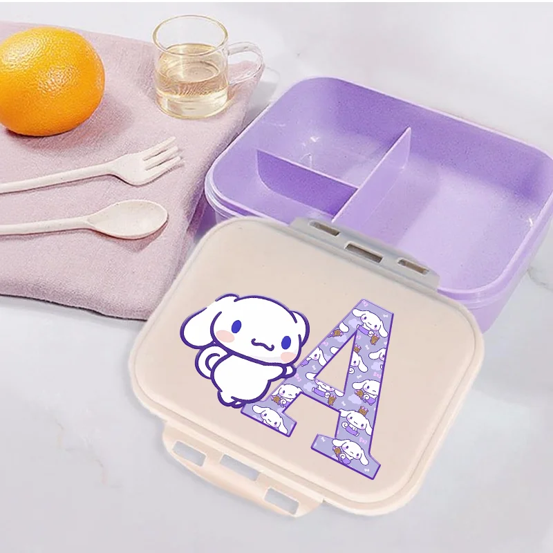 

Sanrio Cinnamoroll ланч-бокс для девочек с мультяшными буквами, студенческие пластиковые портативные коробки для бенто, изолированный ланч-бокс, детский милый подарок на день рождения