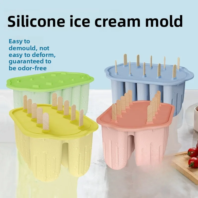 Food Grade Silicone Ice Cream Mold BPA Free Popsicle Maker Homemade Ice Lolly Tray Freezer Ice Cube Molds For Kids