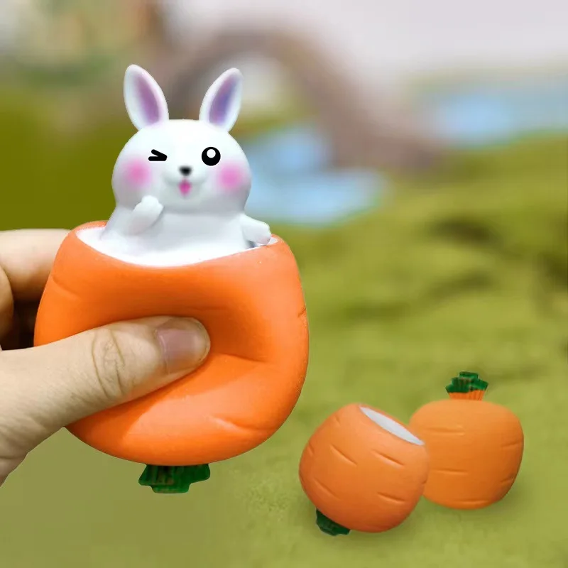 Carrot Rabbit Cup Squeeze Toys Cute Cartoon Stress Relief Toys Children Kids Antistress Sensory Fidget Toy Pinching Toy Gifts