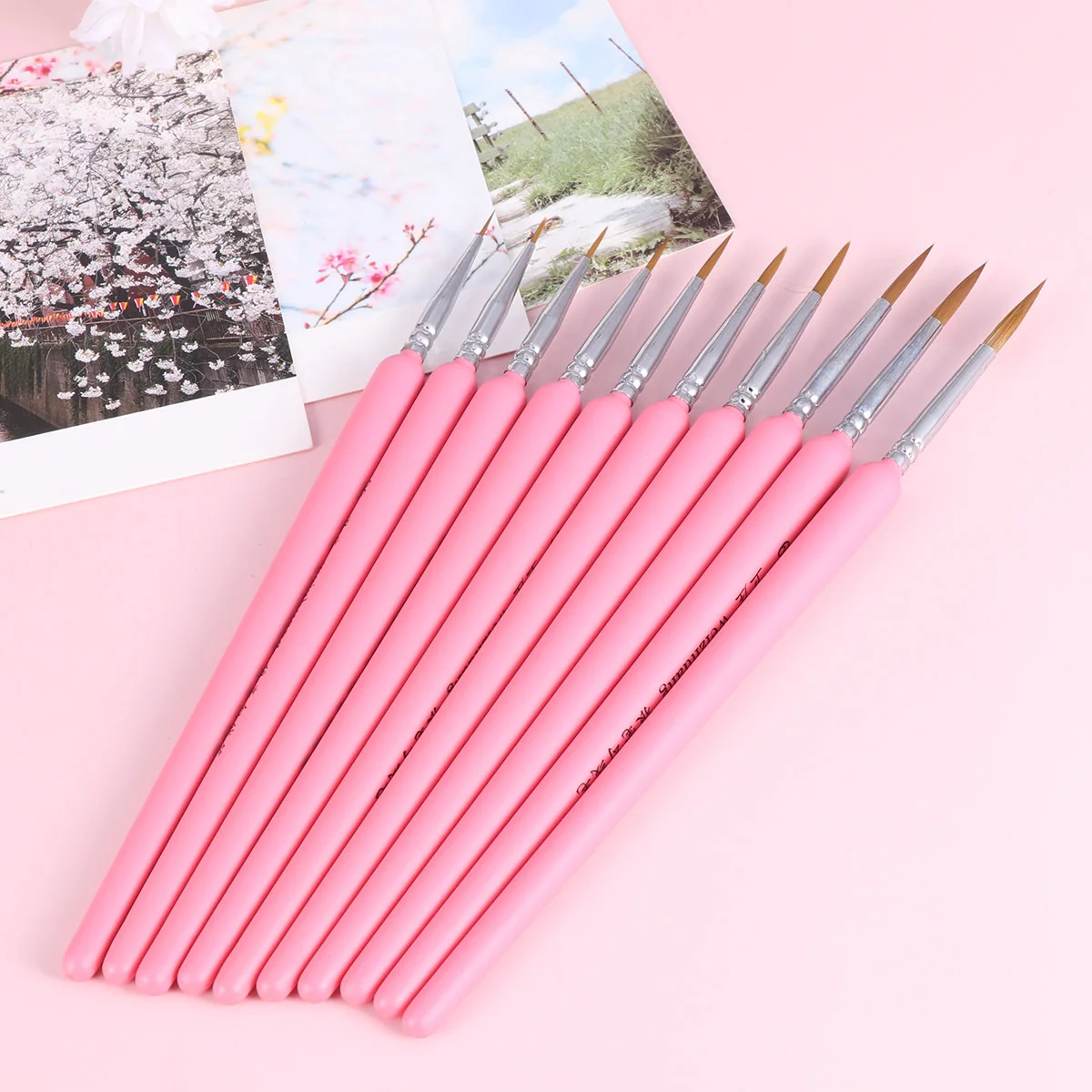 

10pcs Detail Paint Brush Set Wolf Hair Tip For Fine Detailing Painting Drawing Tools Acrylic Watercolor Oil Miniature Art