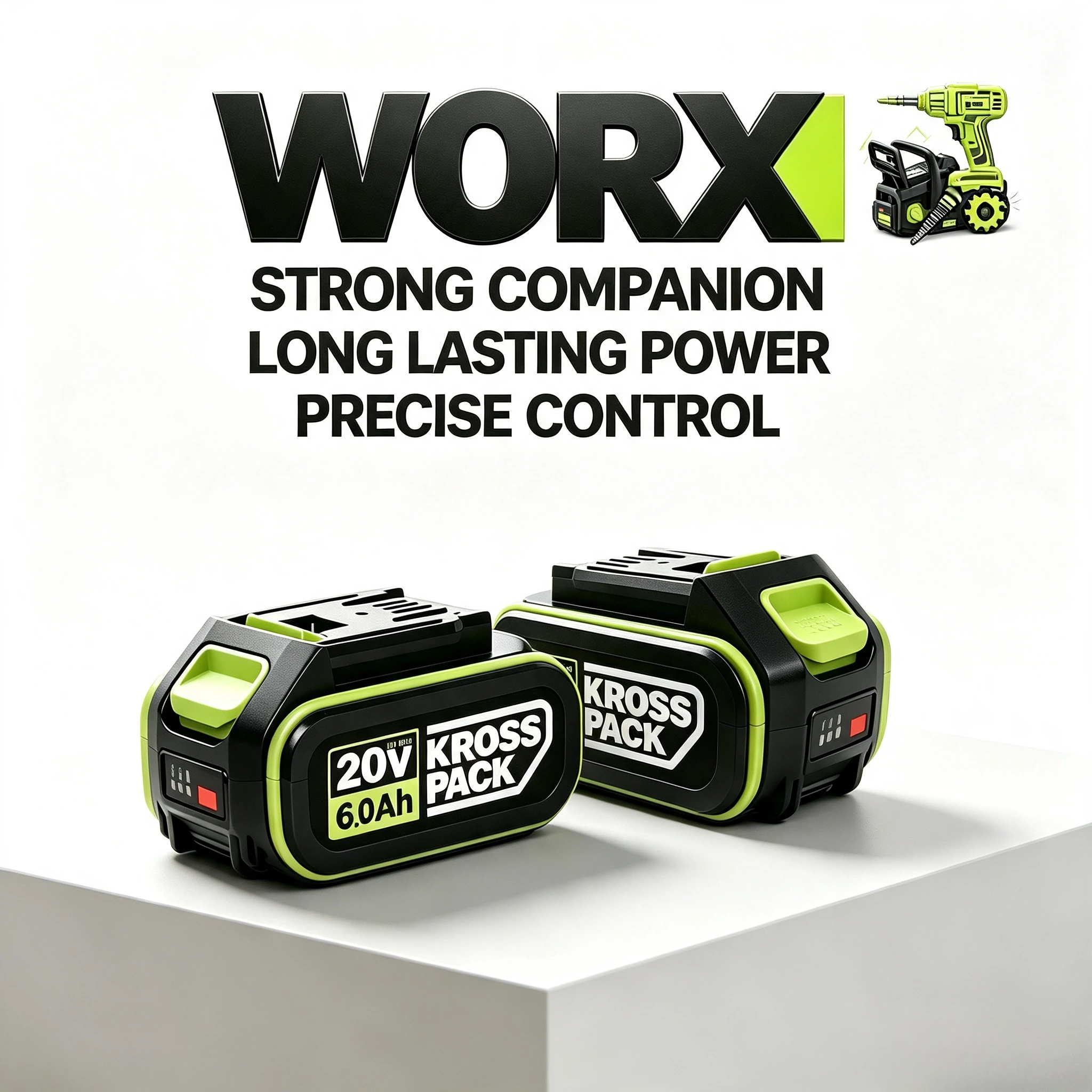 WORX 20V 6.0Ah Kross Pack Lithium Battery WA3406 Heavy Duty Long Runtime Shockproof Shell For Angle Grinder Impact Wrench