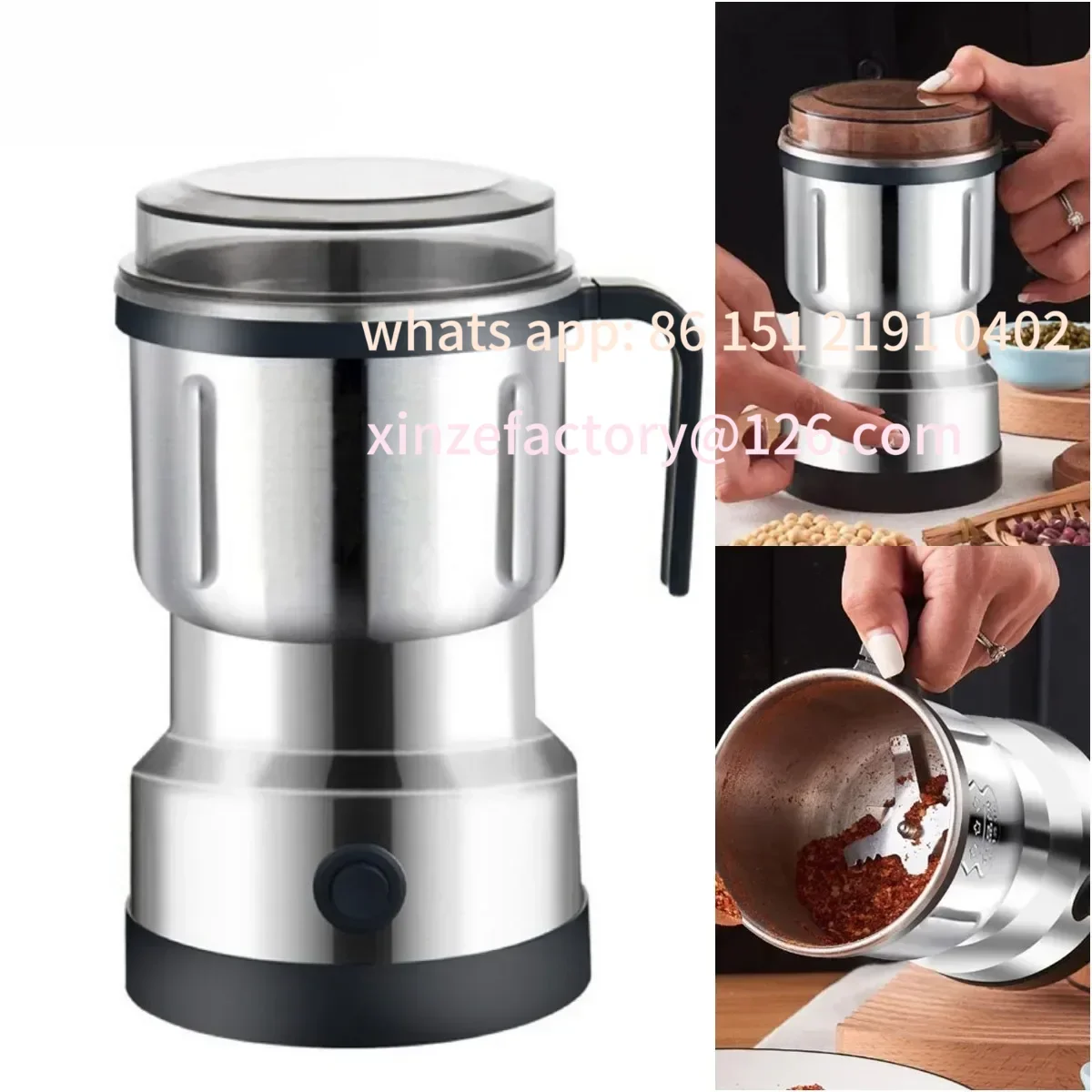 

Customizable 220V Multifunction Coffee Grinder Stainless Steel Blade Electric Herbs Beans Mill Spices Nuts Grains Cafe Bean Grin
