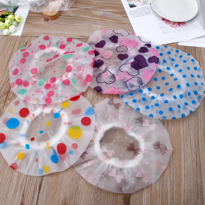 Waterproof Plastic Shower Flower Pattern Polka Dot Baby Hair Accessories Elastic Reusable Bathing Hair