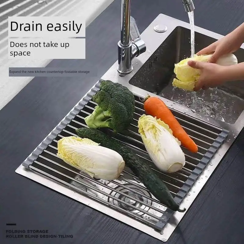 multifunctional-kitchen-sink-drain-curtain-304-stainless-steel-vegetable-washing-dishwashing-drain-basket-insulated-storage-rack