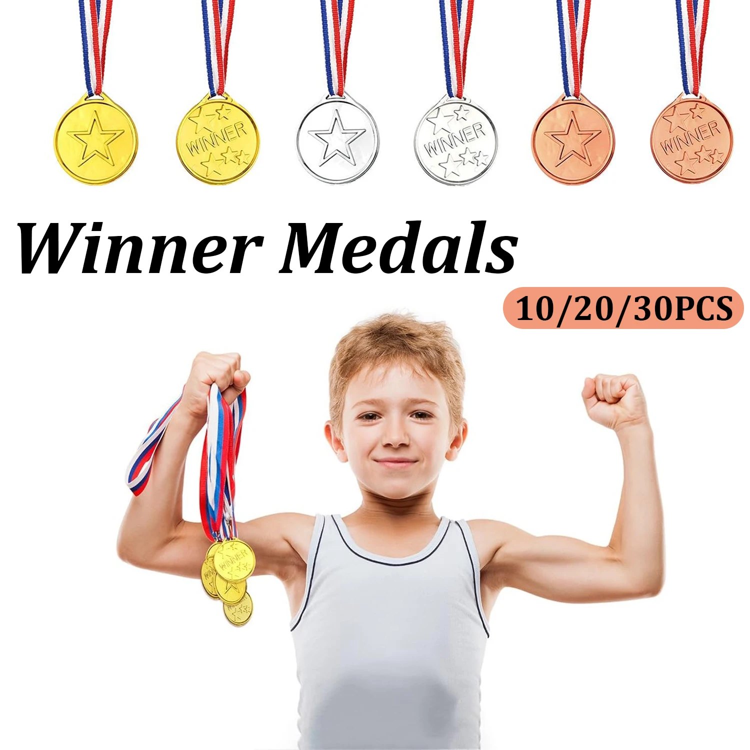 Medallas de Oro de plástico para niños y adultos, medallas de plata y bronce para ganador, fiesta, deportes, juegos escolares, decoraciones de competición