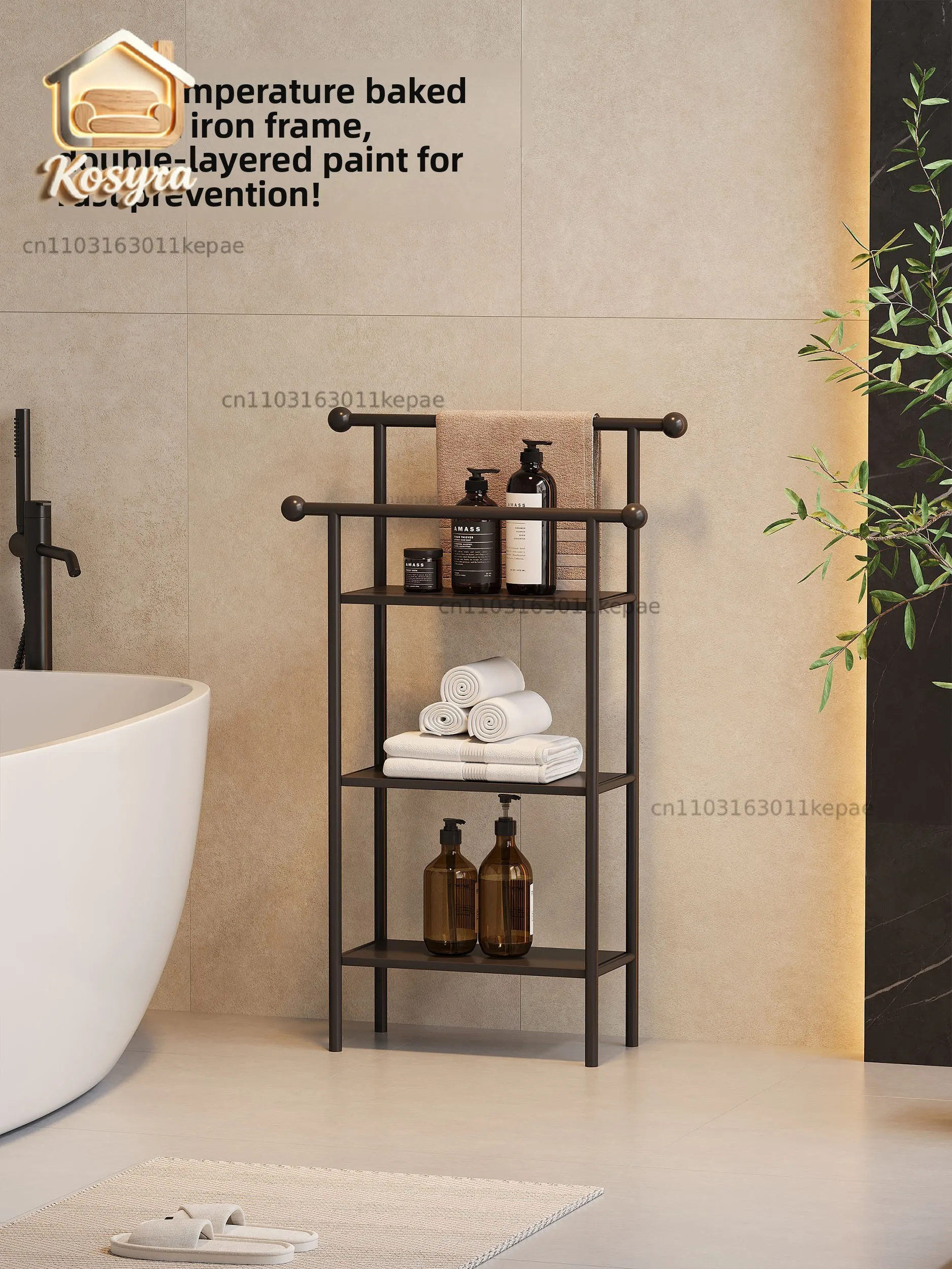 Bathroom and bathroom storage rack, floor-standing multi-layer towel rack for bathrooms, multi-functional storage rack