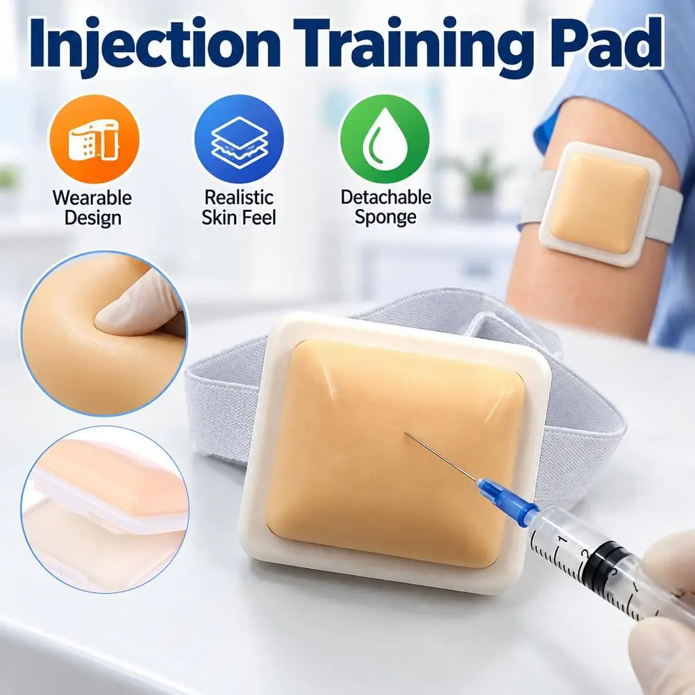 Injection Practice Pad 1PC Wearable Silicone Venipuncture Injection Training Pad Model For Nursing Student Nurse School Lab