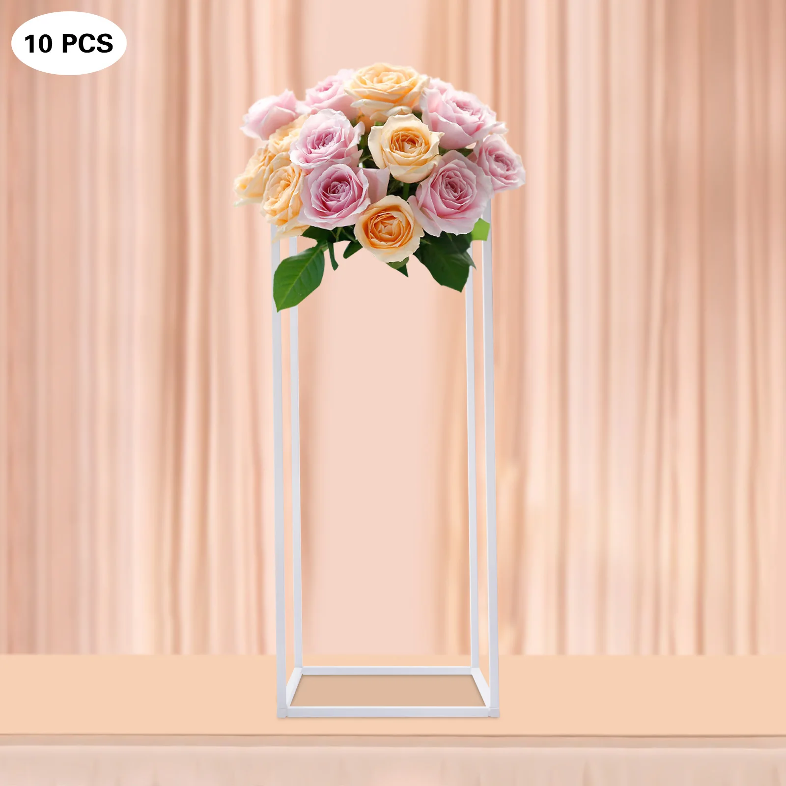 10Pcs Geometric Metal Stands Flower Floor Holders Wedding Centerpieces 60cm Rectangle Metal Flower Stand Wedding Party  Decor